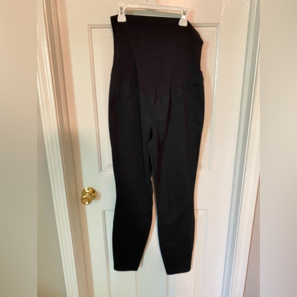 Maternity Stretchy Black Work Pants with Full Belly Panel - Picture 1 of 6